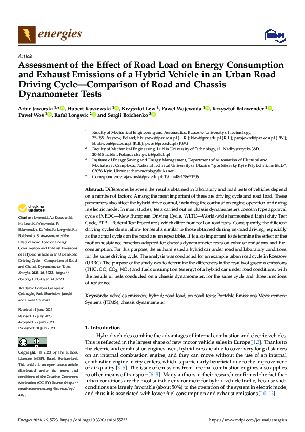 (PDF) Assessment of the Effect of Road Load on Energy Consumption and ...