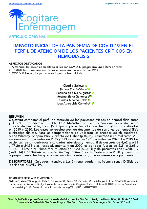 (PDF) Impacto Inicial De La Pandemia De COVID-19 en El Perfil De ...