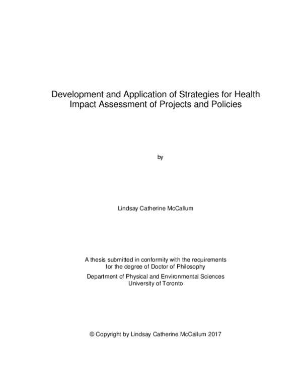 (PDF) Development and Application of Strategies for Health Impact ...