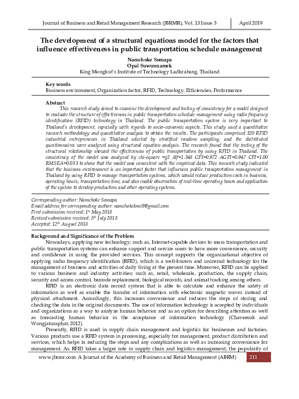 (PDF) The development of a structural equations model for the factors ...