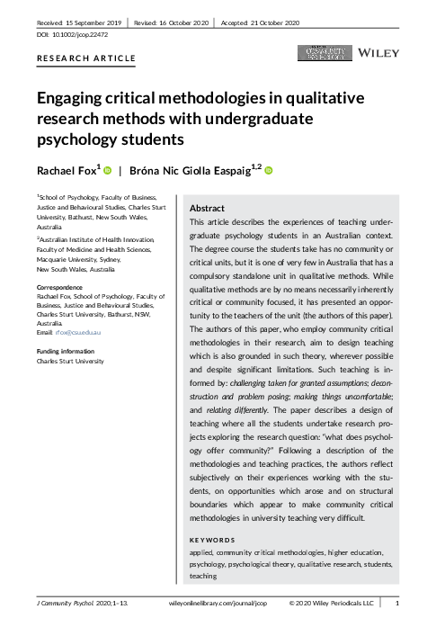 (PDF) Engaging critical methodologies in qualitative research methods ...