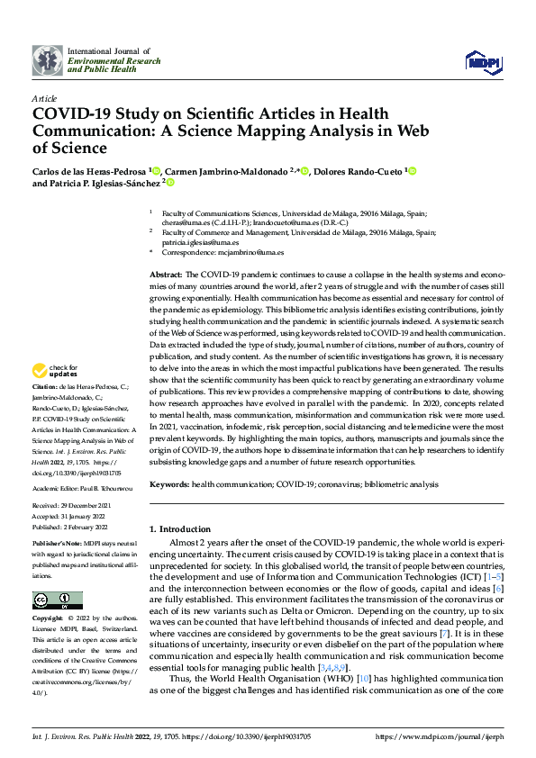 (PDF) COVID-19 Study on Scientific Articles in Health Communication: A ...
