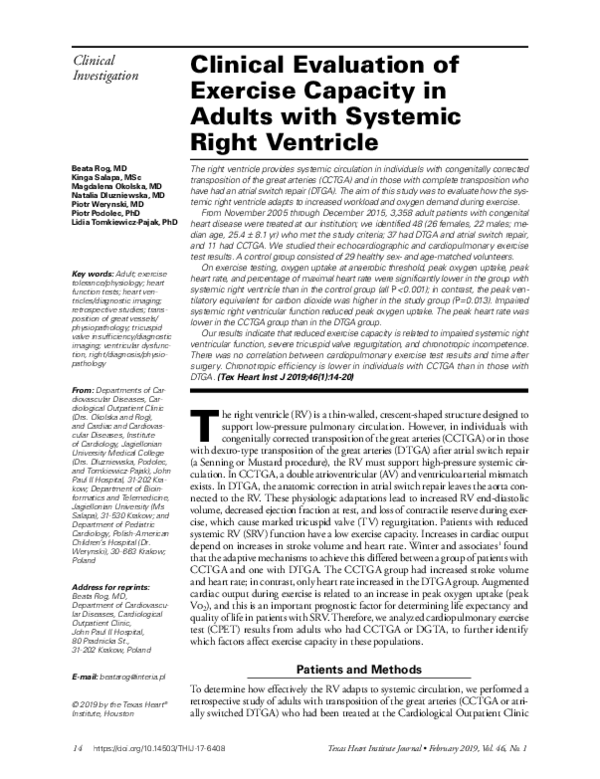 (PDF) Clinical Evaluation of Exercise Capacity in Adults with Systemic ...