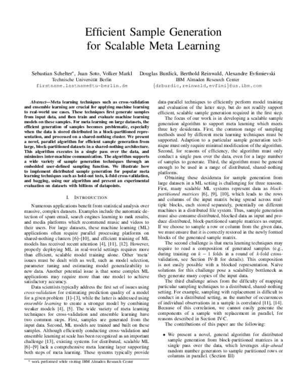 (PDF) Efficient sample generation for scalable meta learning