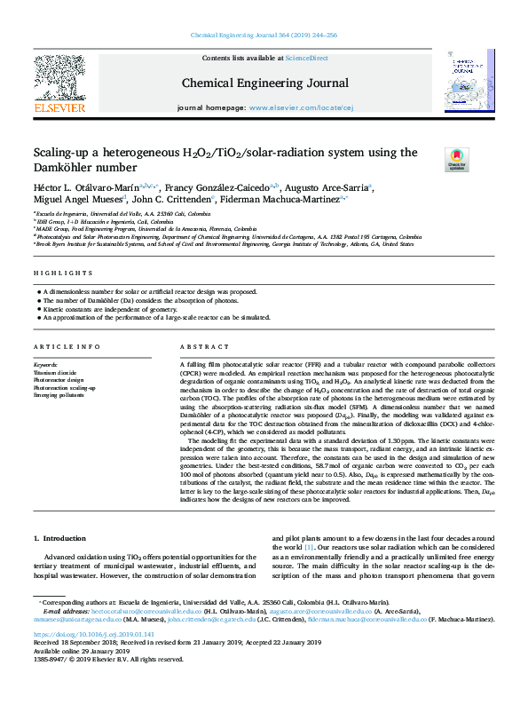 (PDF) Scaling-up a heterogeneous H2O2/TiO2/solar-radiation system using ...