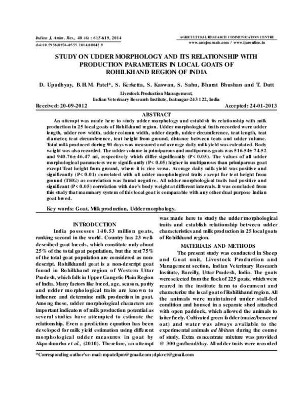 (PDF) Study on udder morphology and its relationship with production ...