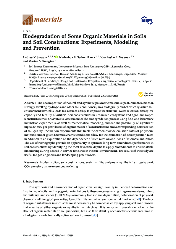 (PDF) Biodegradation of Some Organic Materials in Soils and Soil ...