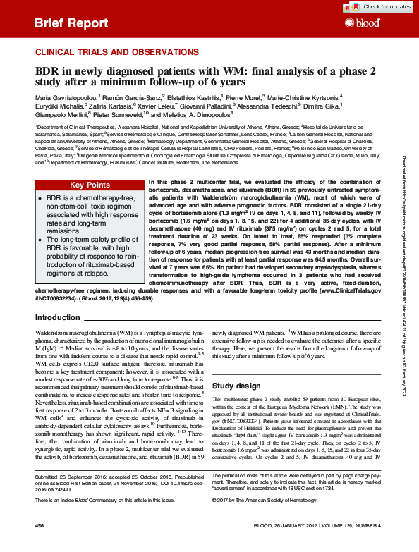 (PDF) BDR in newly diagnosed patients with WM: final analysis of a ...