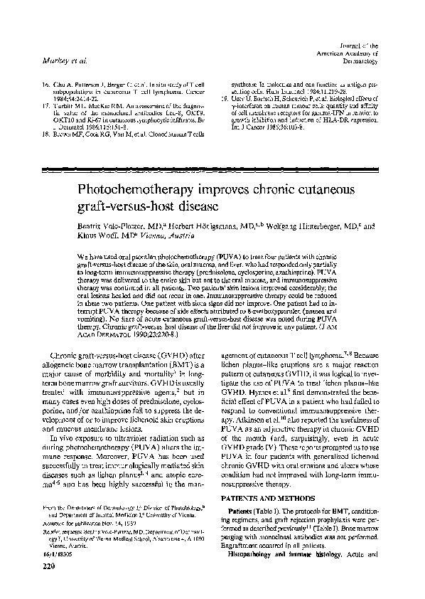 Photochemotherapy improves chronic cutaneous graft-versus-host disease
