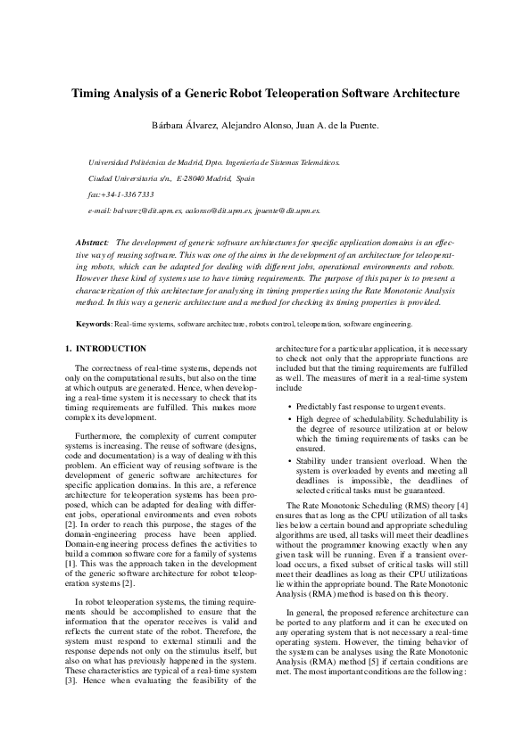 (PDF) Timing analysis of a generic robot teleoperation software ...