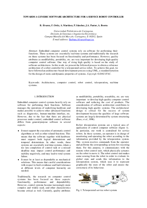 (PDF) Towards a Generic Software Architecture for a Service Robot ...