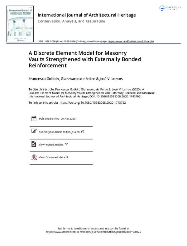 (PDF) A Discrete Element Model for Masonry Vaults Strengthened with ...