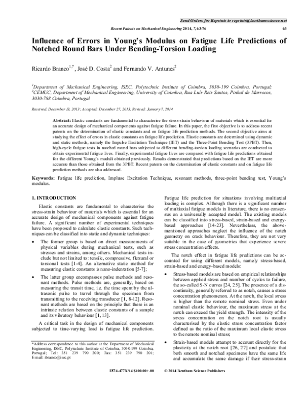 (PDF) Influence of Errors in Young’s Modulus on Fatigue Life ...