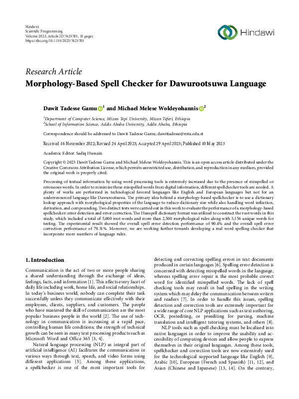 (PDF) Morphology-Based Spell Checker for Dawurootsuwa Language