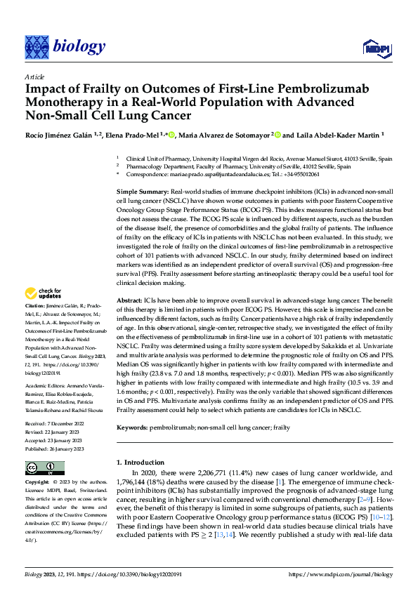 (PDF) Impact of Frailty on Outcomes of First-Line Pembrolizumab ...
