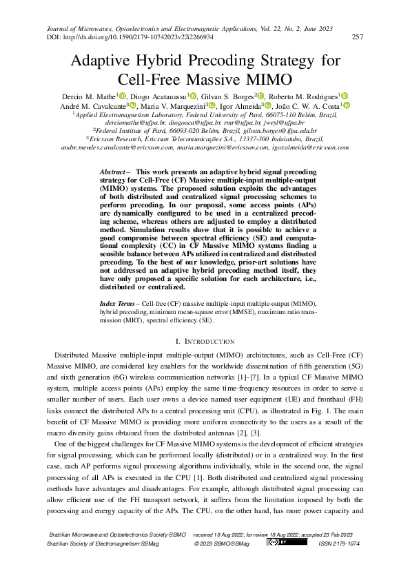(PDF) Adaptive Hybrid Precoding Strategy for Cell-Free Massive MIMO