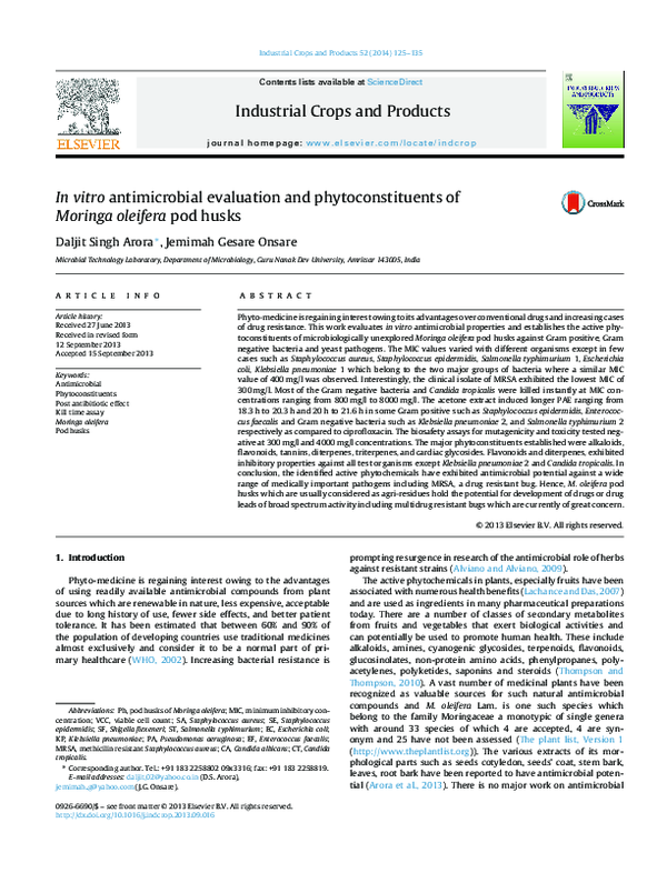 (PDF) In vitro antimicrobial evaluation and phytoconstituents of ...