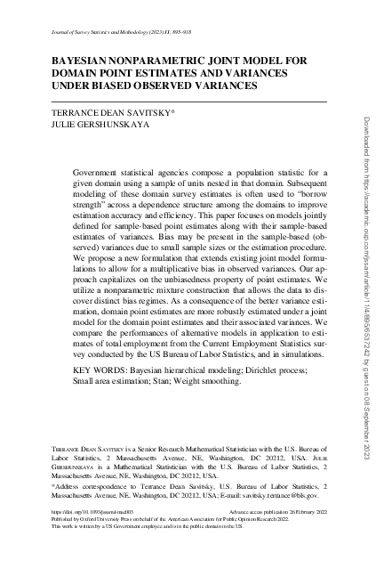 (PDF) Bayesian Nonparametric Joint Model For Domain Point Estimates and ...