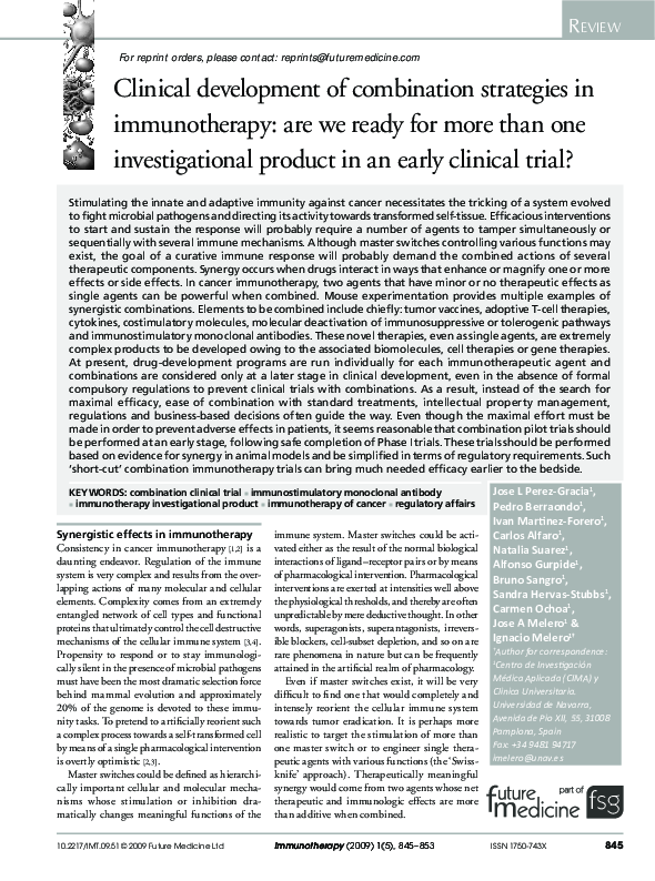 (PDF) Clinical development of combination strategies in immunotherapy ...