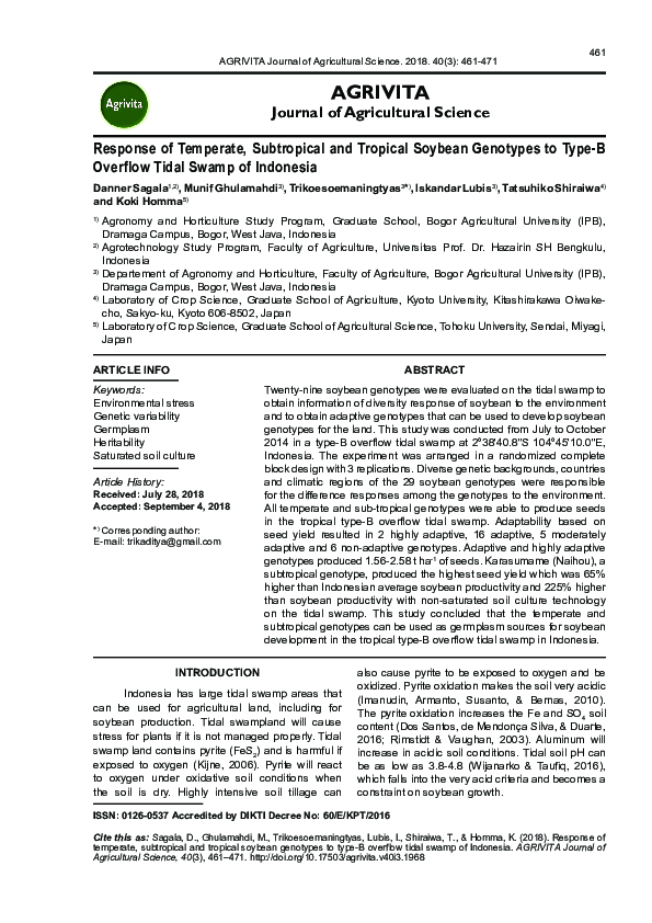 (PDF) Response of Temperate, Subtropical and Tropical Soybean Genotypes ...