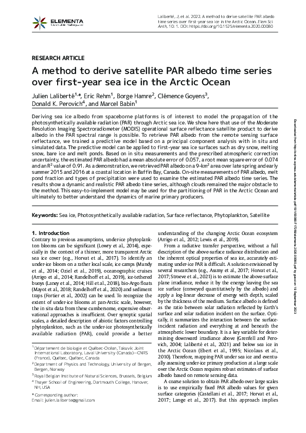 (PDF) A method to derive satellite PAR albedo time series over first ...