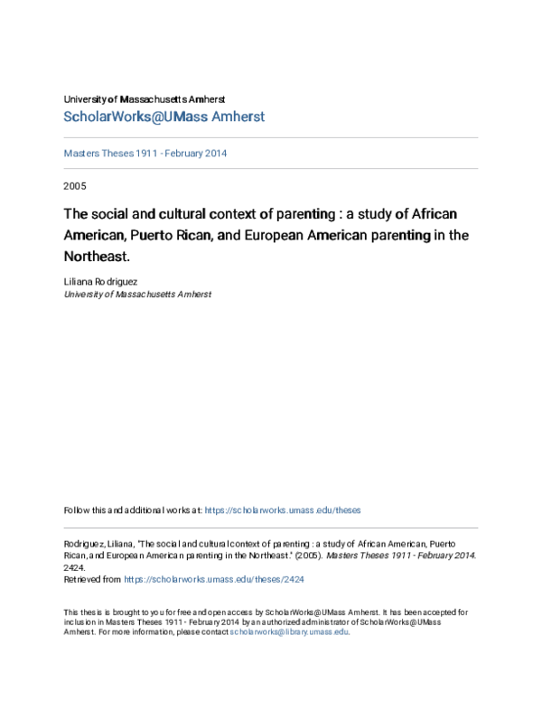 (PDF) The social and cultural context of parenting : a study of African ...
