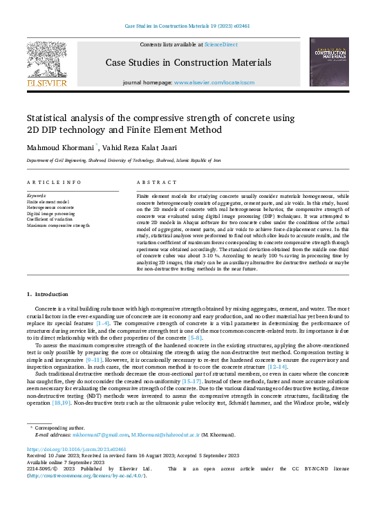 (PDF) Statistical analysis of the compressive strength of concrete ...