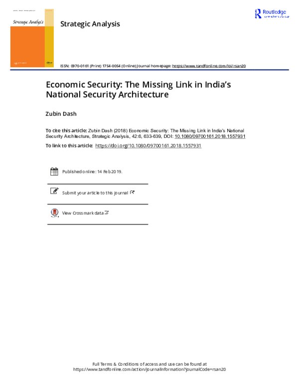 (PDF) Economic Security: The Missing Link in India’s National Security ...