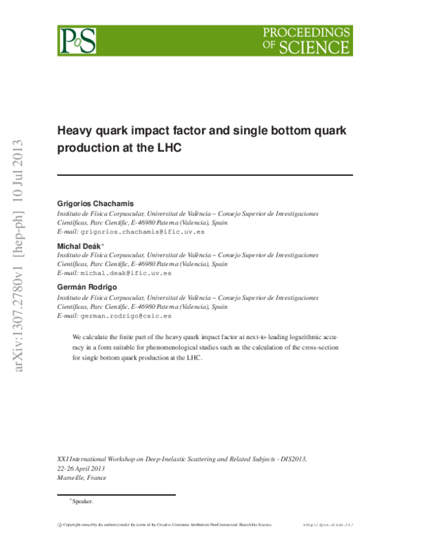 (PDF) Heavy quark impact factor and single bottom quark production at ...