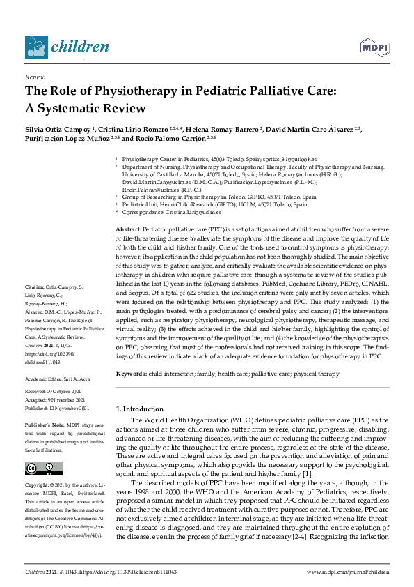 (PDF) The Role of Physiotherapy in Pediatric Palliative Care: A ...