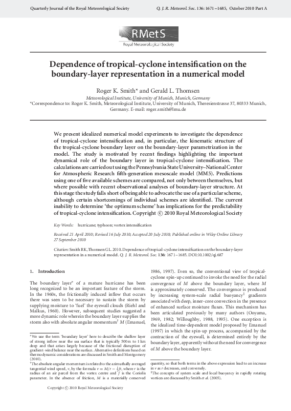 (PDF) Dependence of tropical-cyclone intensification on the boundary ...