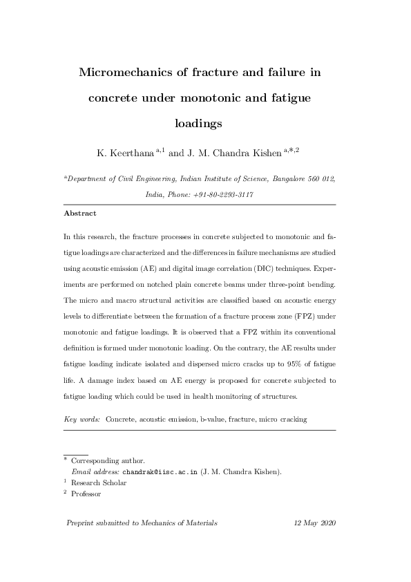 (PDF) Micromechanics of fracture and failure in concrete under ...