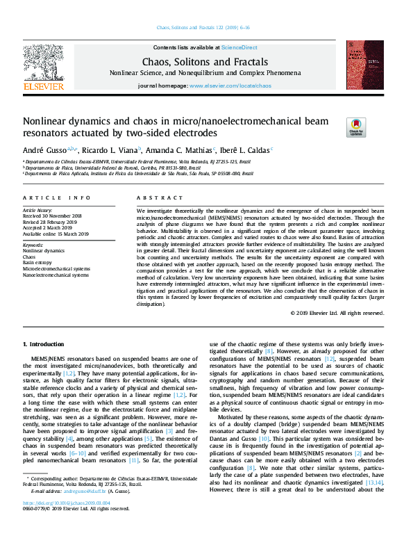 (PDF) Nonlinear dynamics and chaos in micro/nanoelectromechanical beam ...