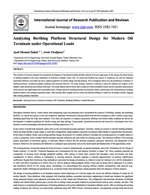 (PDF) Analyzing Berthing Platform Structural Design for Modern Oil ...