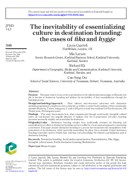 (PDF) The inevitability of essentializing culture in destination ...