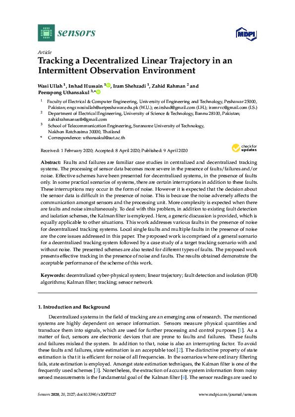(PDF) Tracking a Decentralized Linear Trajectory in an Intermittent ...
