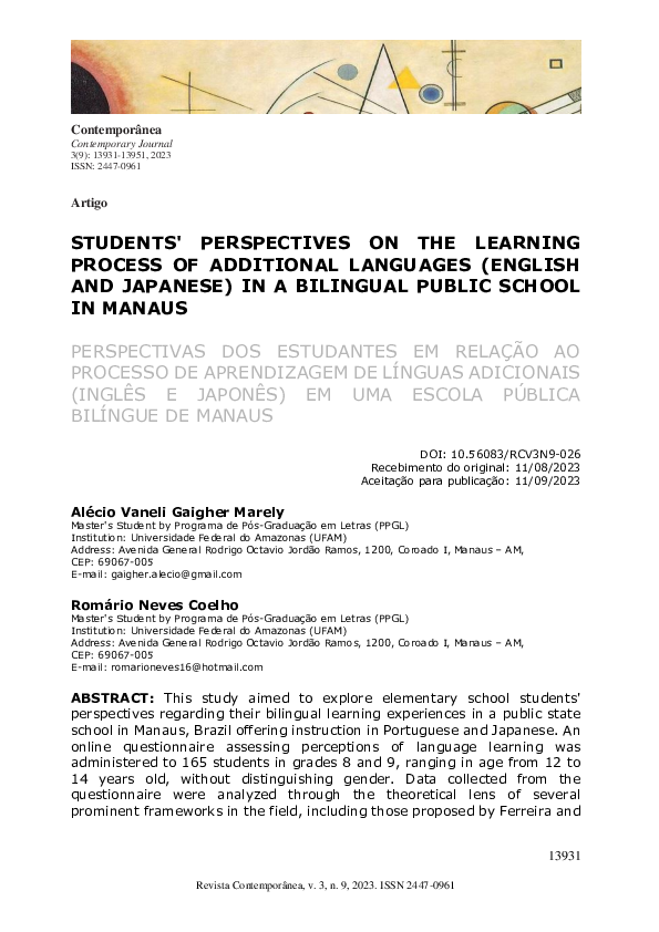 (PDF) STUDENTS PERSPECTIVES ON THE LEARNING PROCESS OF ADDITIONAL