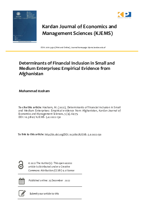 (PDF) Determinants of Financial Inclusion in Small and Medium ...