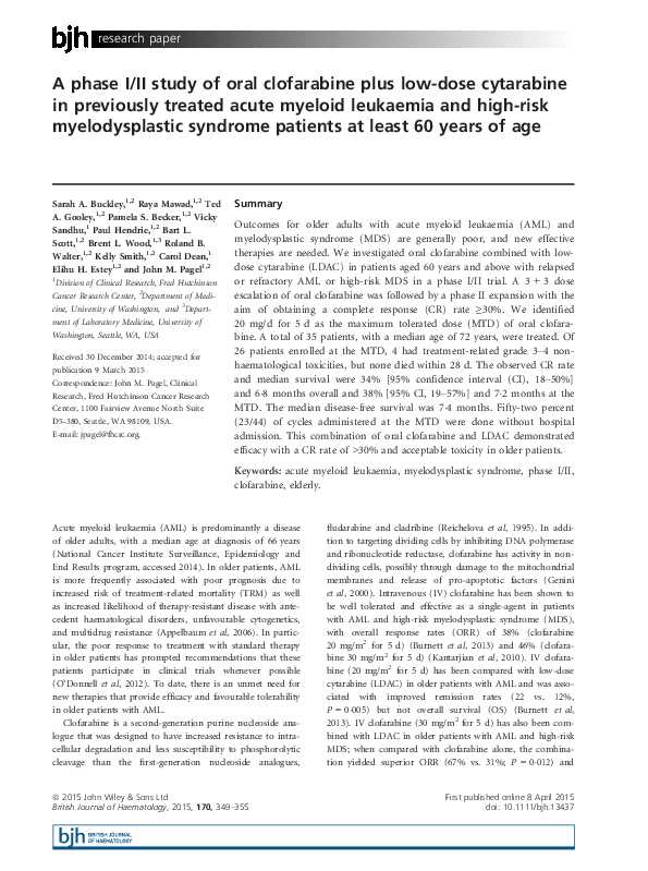 (PDF) A phase I/II study of oral clofarabine plus low-dose cytarabine ...