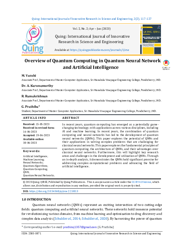 (PDF) "Overview of Quantum Computing in Quantum Neural Network and ...