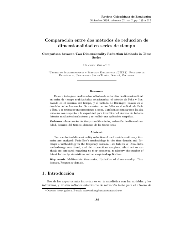 (PDF) Comparison between Two Dimensionality Reduction Methods in Time ...