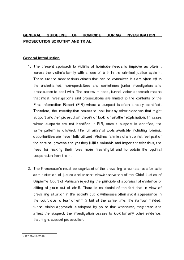 (DOC) GENERAL GUIDELINE OF HOMICIDE DURING INVESTIGATION , PROSECUTION ...
