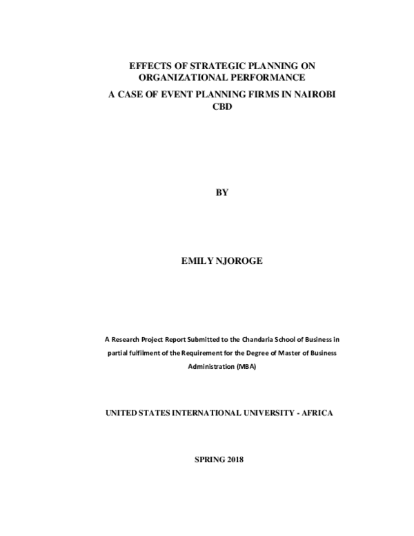 (PDF) Effects of Strategic Planning On Organizational Performance: A ...