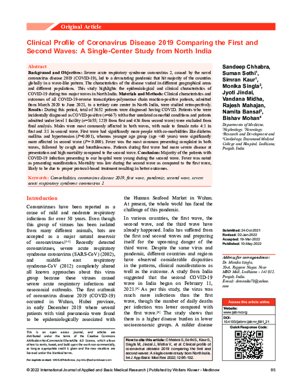 (PDF) Clinical profile of coronavirus disease 2019 comparing the first ...