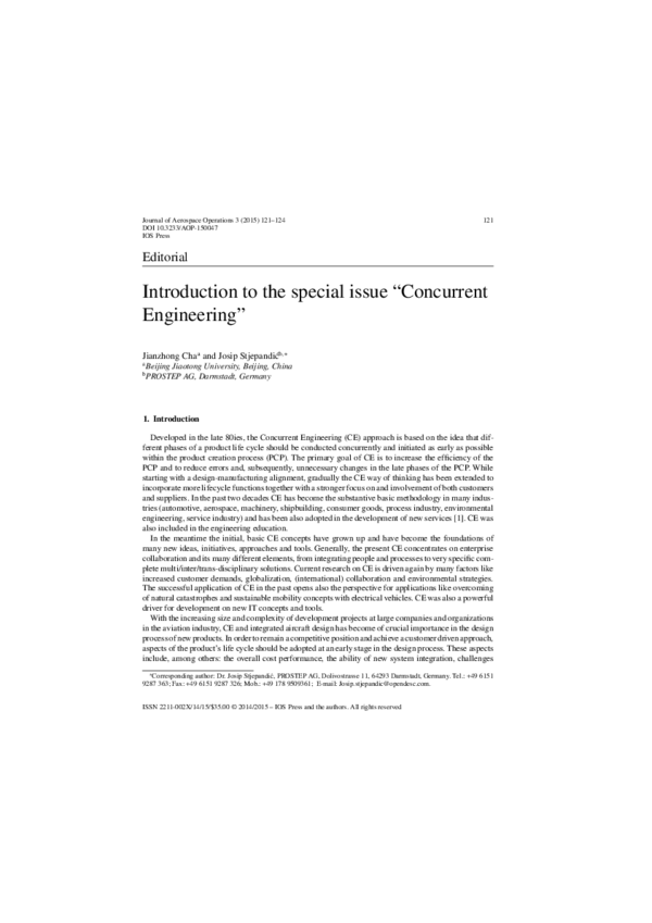 (PDF) Introduction to the special issue “Concurrent Engineering”