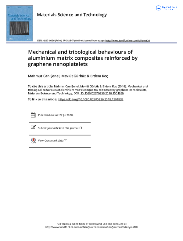 (PDF) Mechanical and tribological behaviours of aluminium matrix ...