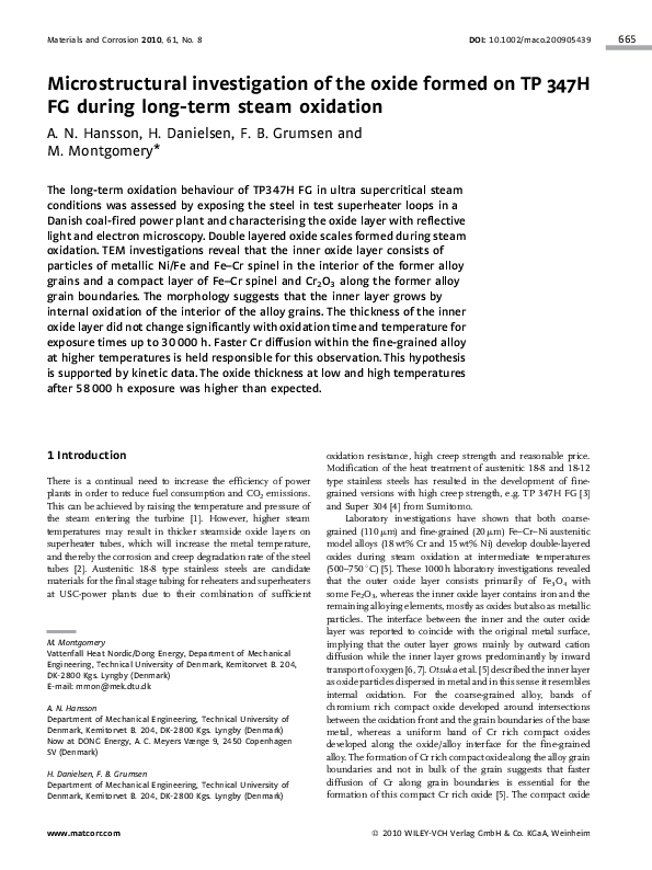 (PDF) Microstructural investigation of the oxide formed on TP 347H FG ...