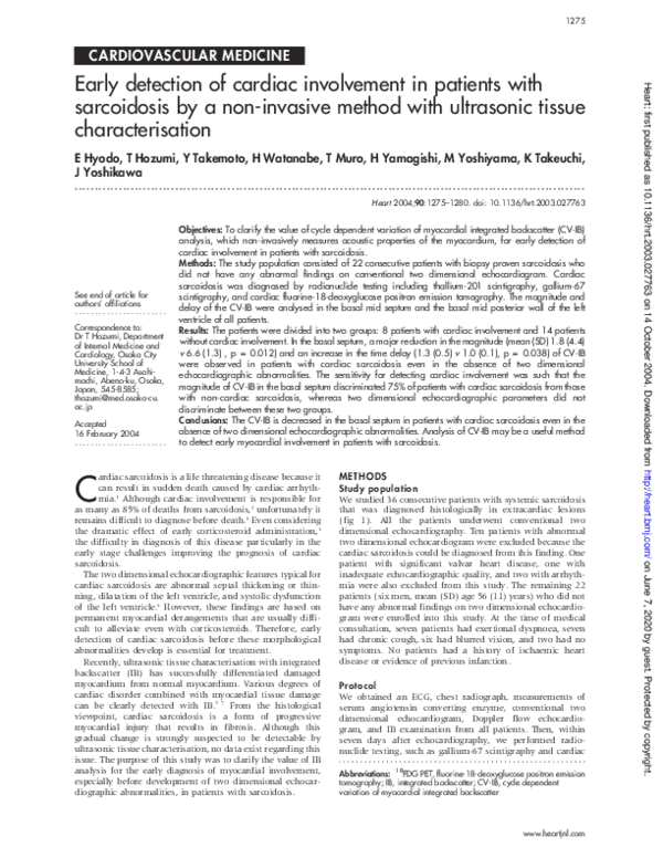 (PDF) Early detection of cardiac involvement in patients with ...