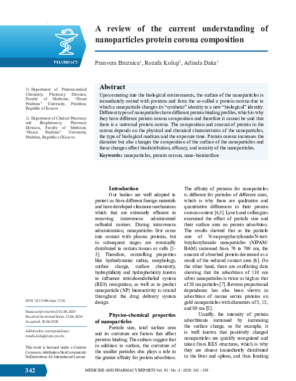 (PDF) A review of the current understanding of nanoparticles protein ...