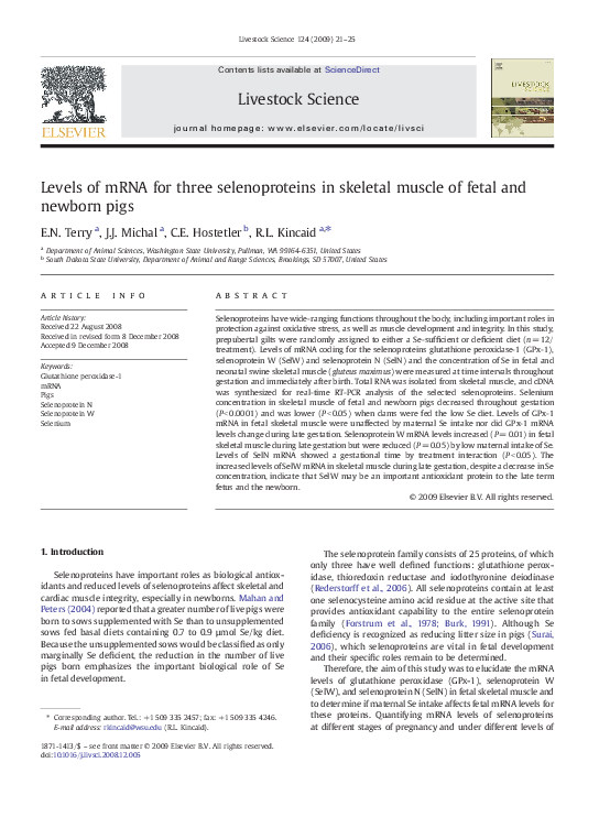 (PDF) Levels of mRNA for three selenoproteins in skeletal muscle of ...